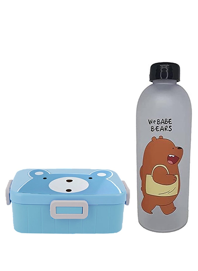 Star Babies BTS Collections - Panda Art Fashion Design 1000 ml Healthy Sports Water Bottle, BPA Free Lunch Box - Pack of 2 - Multicolor
