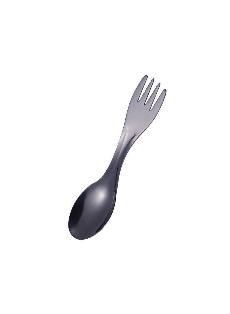 2-Piece Two-In-One Fruit Fork And Spoon Set Black 17cm