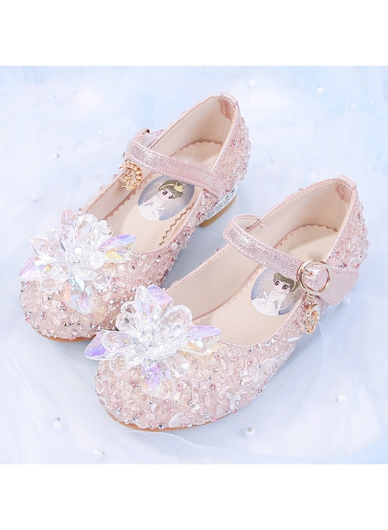 Children's Sandals Girls Rhinestone Bow Princess Shoes Sequined Children's Soft Sole Shoes