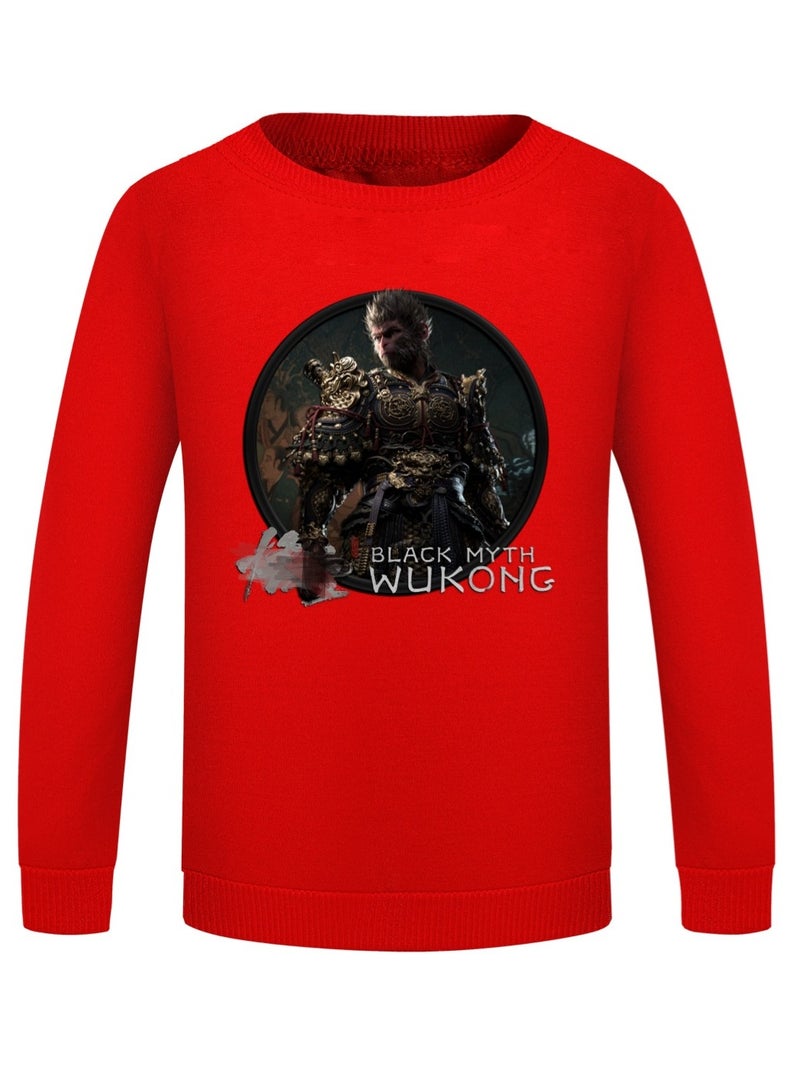 Black Mythical Loose Round Neck Hoodie
