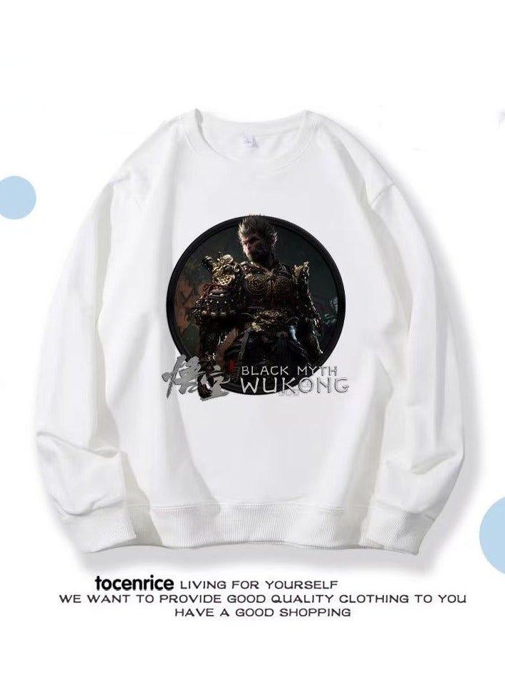 Black Mythical Loose Round Neck Hoodie