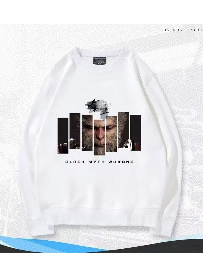 Black Mythical Loose Round Neck Hoodie