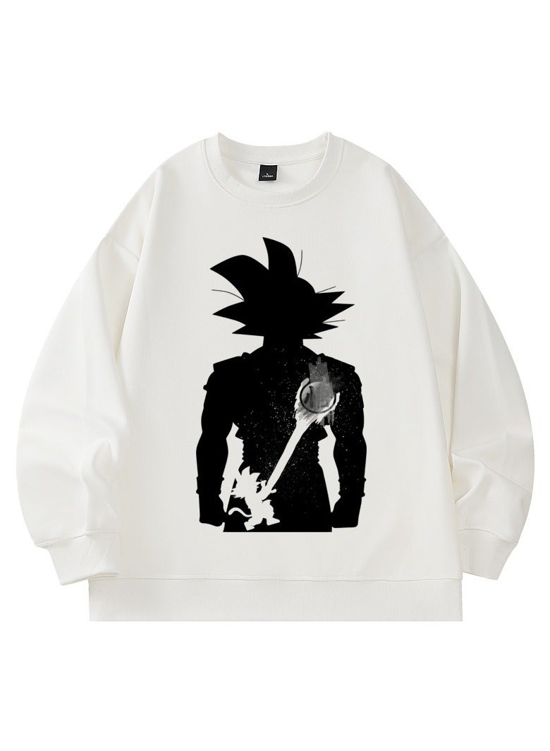 Black Mythical Loose Round Neck Hoodie
