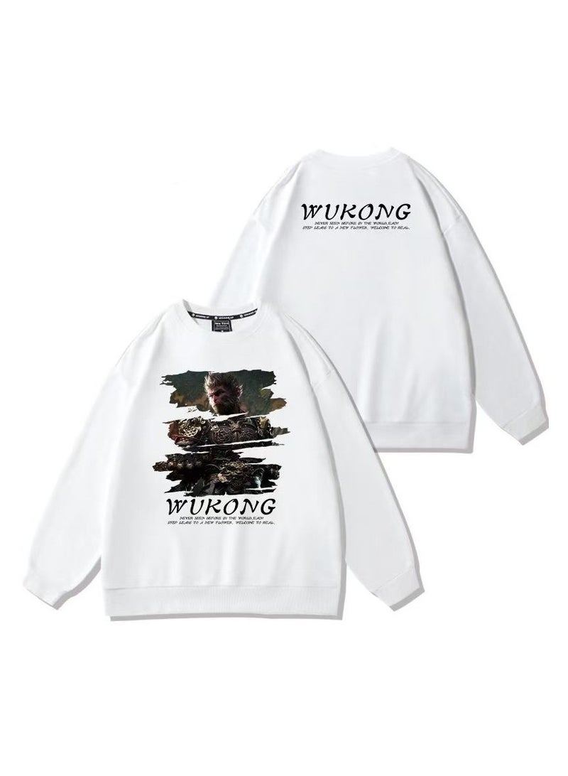 Black Mythical Loose Round Neck Hoodie