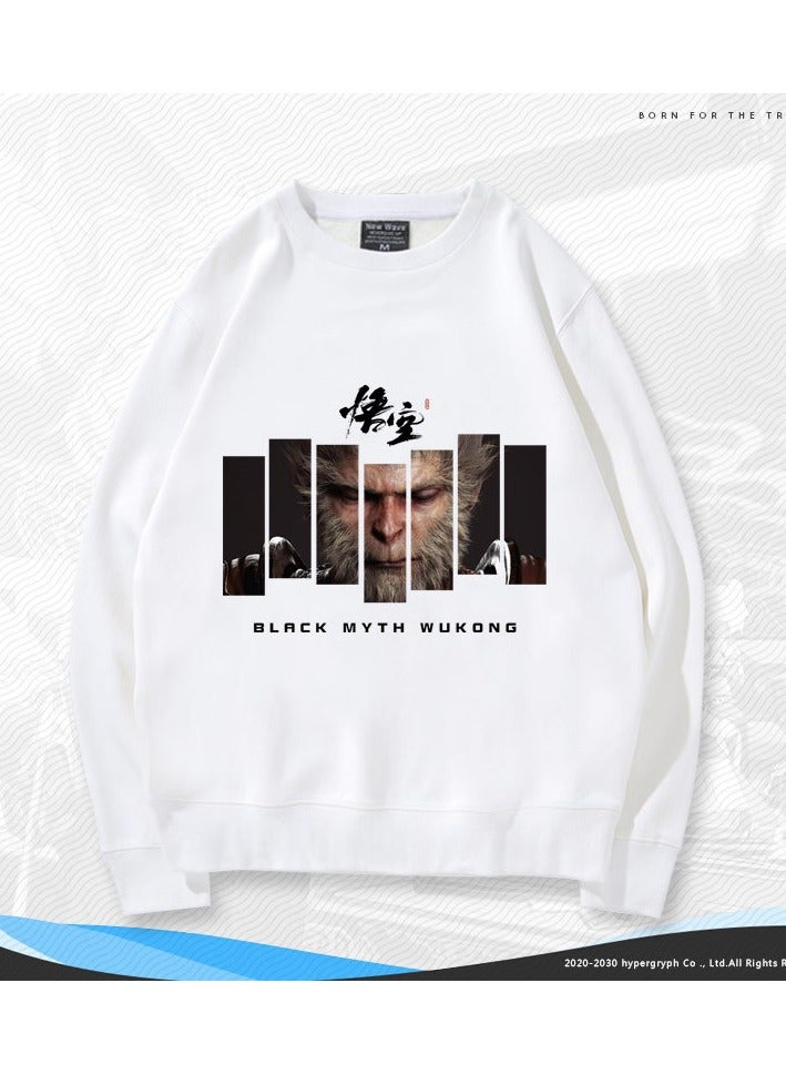 Black Mythical Loose Round Neck Hoodie