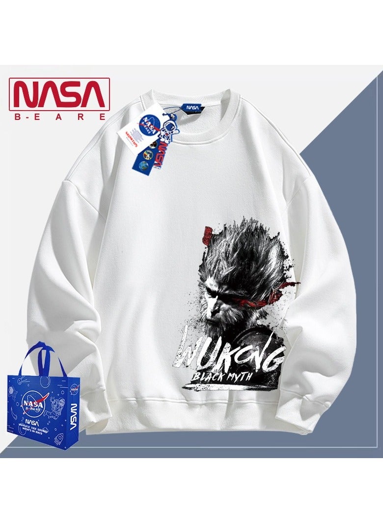 Black Mythical Loose Round Neck Hoodie