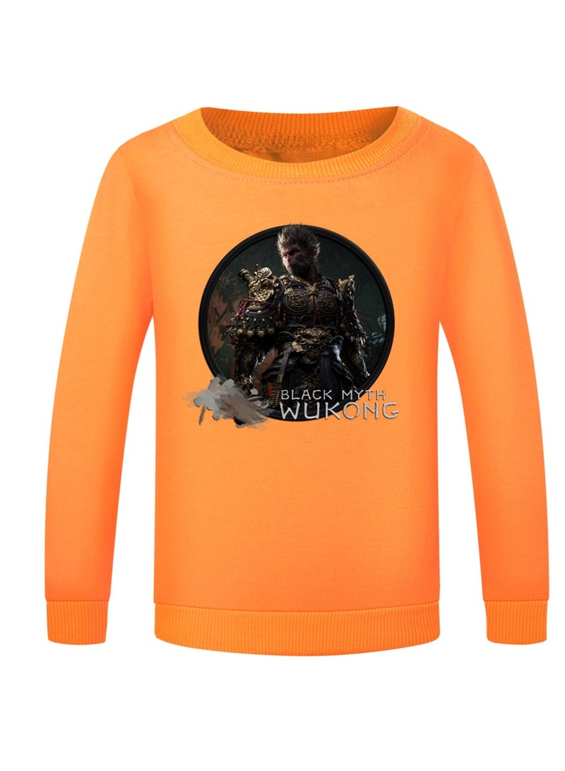 Black Mythical Loose Round Neck Hoodie