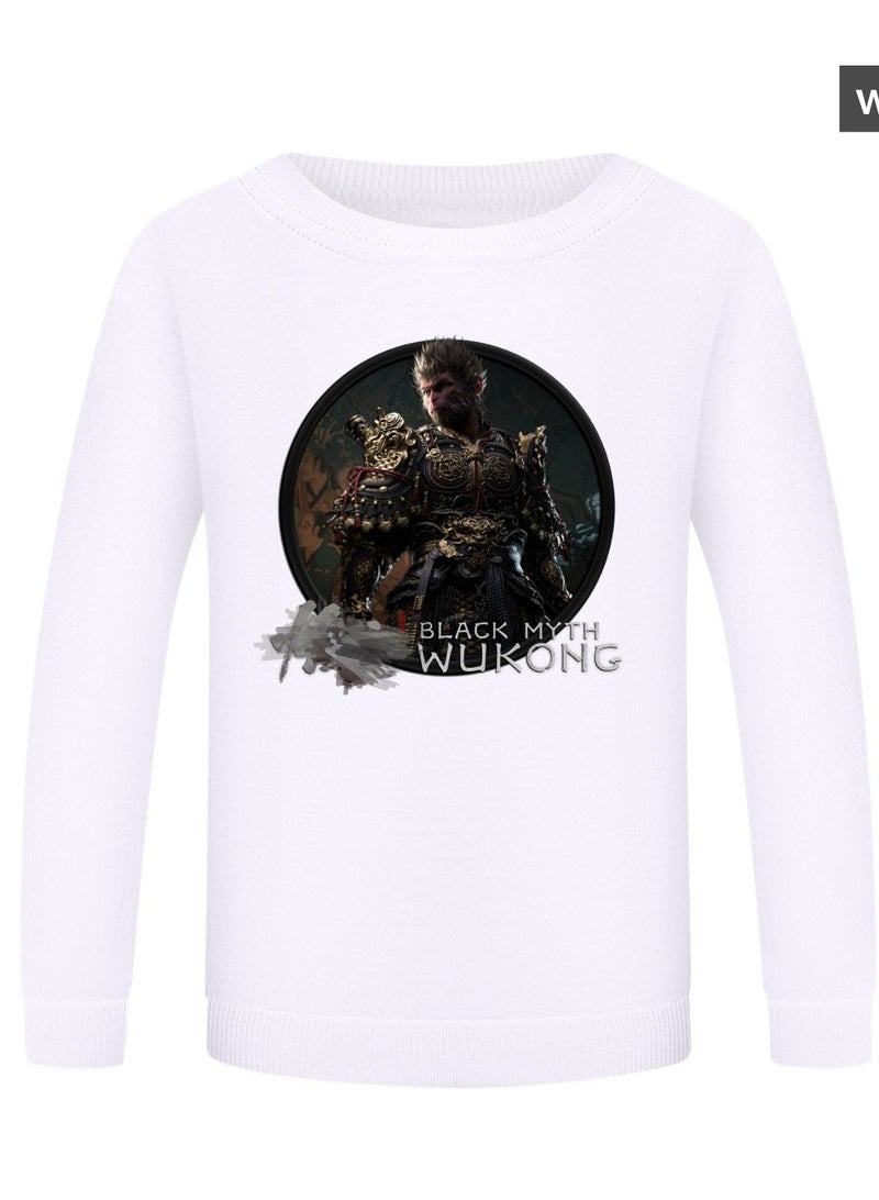 Black Mythical Loose Round Neck Hoodie
