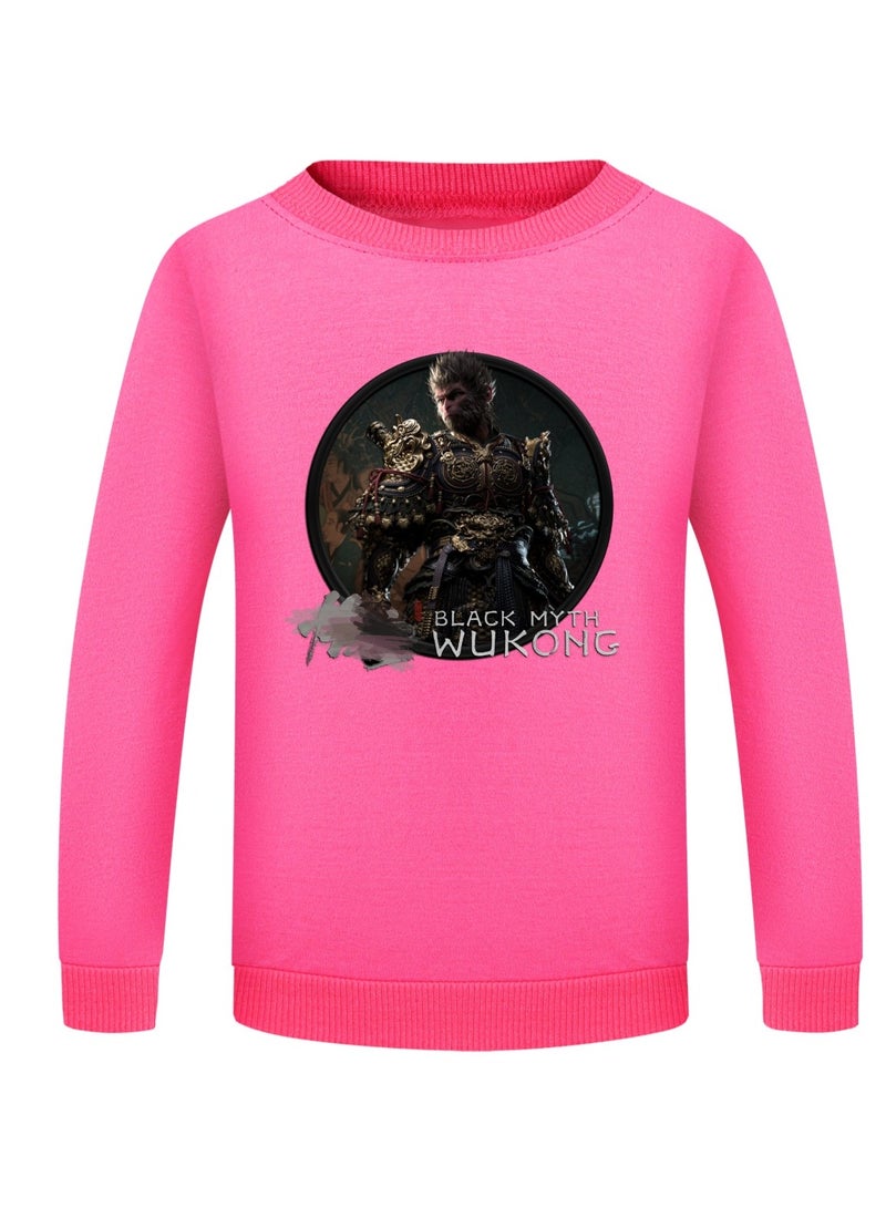 Black Mythical Loose Round Neck Hoodie