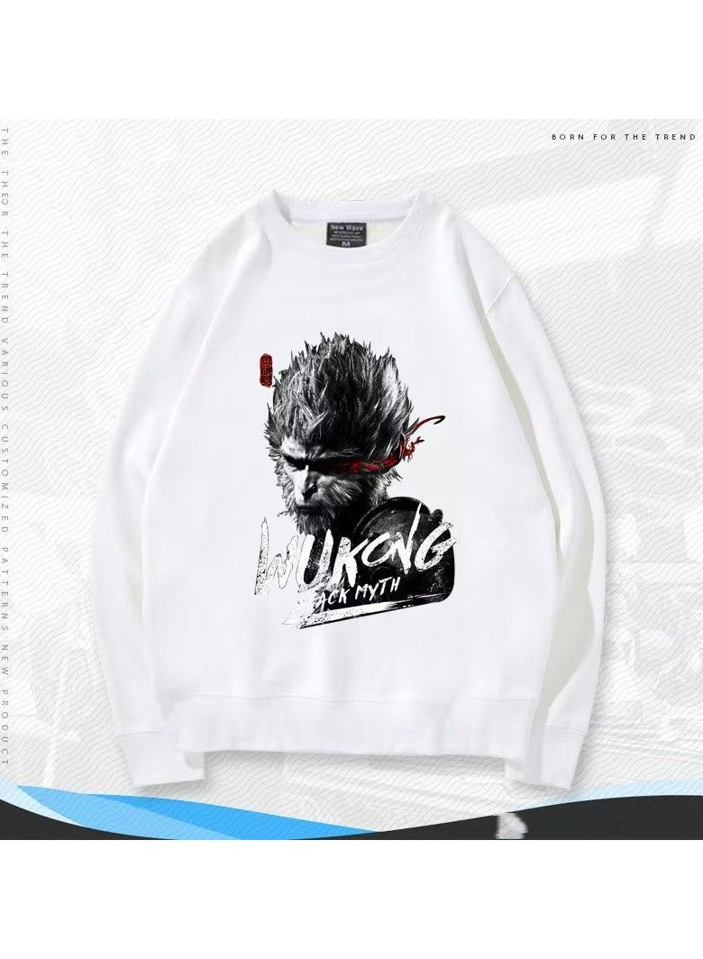 Black Mythical Loose Round Neck Hoodie