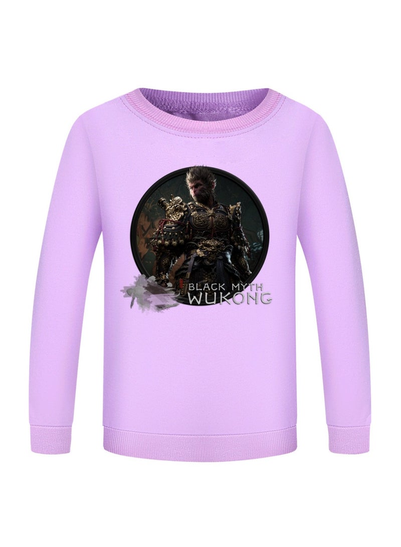 Black Mythical Loose Round Neck Hoodie