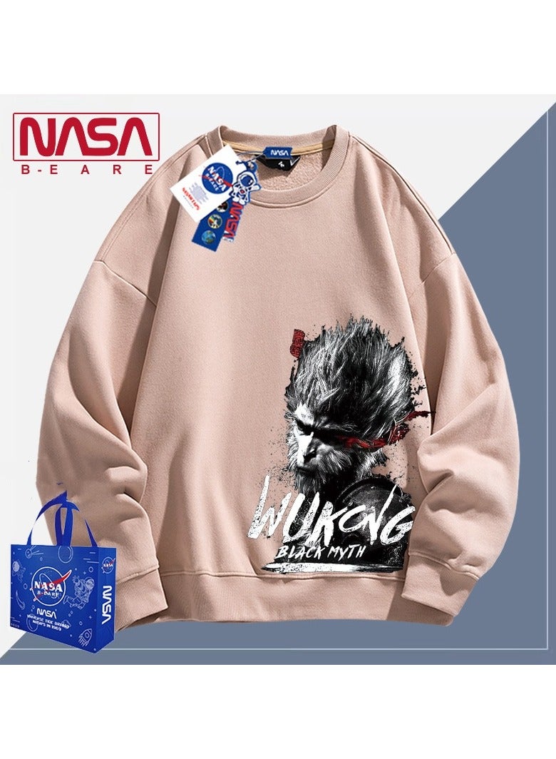 Black Mythical Loose Round Neck Hoodie