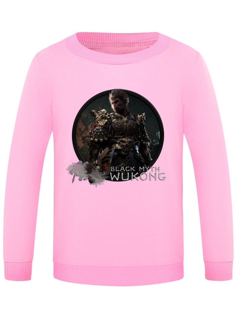 Black Mythical Loose Round Neck Hoodie