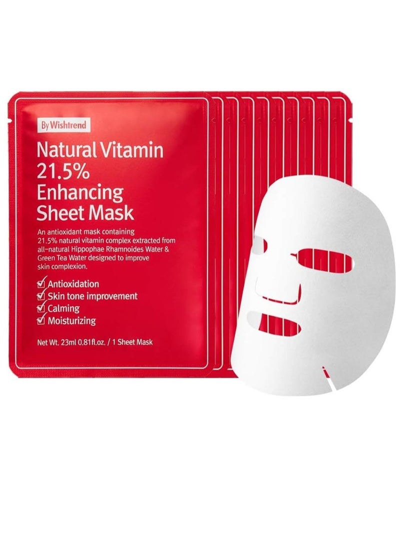 Natural Vitamin 21.5 Enhancing Sheet Mask 10 Sheets Fully Deliver vitamin To Your Skin