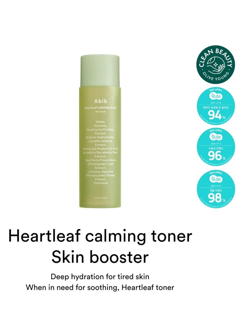 Abib Heartleaf Calming Toner Skin Booster facial toner senstive skin irritated hyalurnic soothing acne skin relief instant tired skin 200ml