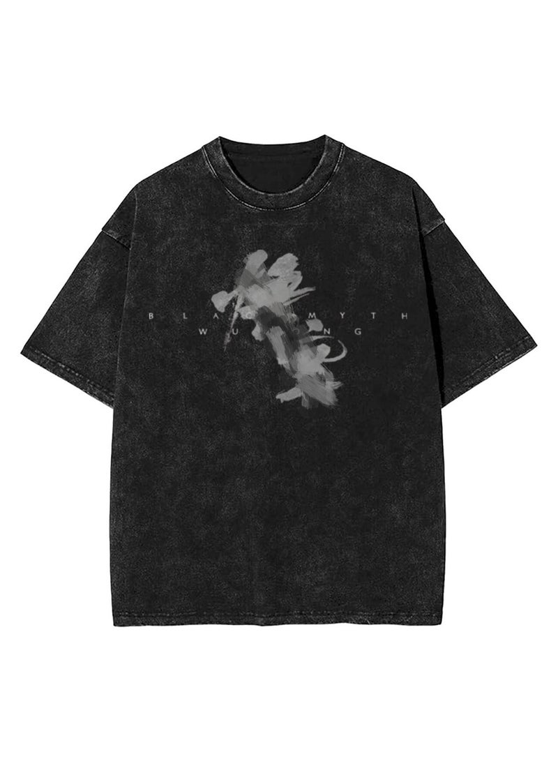 Black Mythical Printed Loose T-shirt