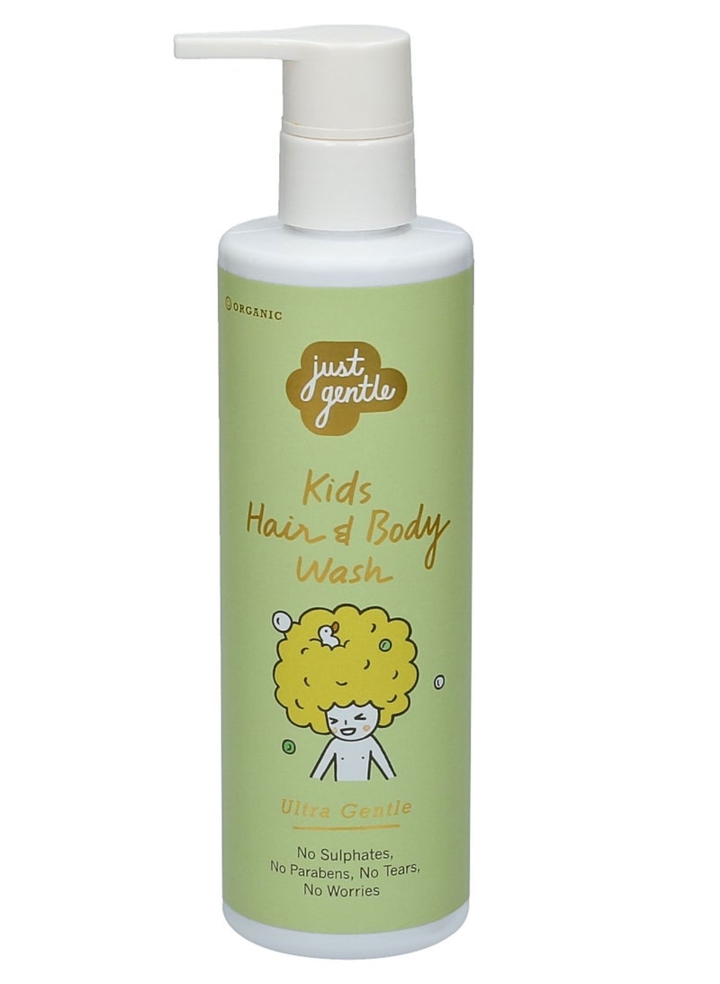 Just Gentle Kids Hair and Body Wash Ultra Gentle - 99% Natural Ingredients, Tear-Free, Nourishing Coconut Oil & Pear-Berry Scent, 200ml