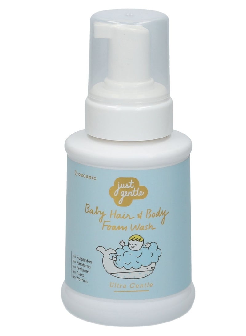 Just Gentle Hair & Baby Foam Wash- Ultra Gentle - 99% Natural Ingredients, Tear-Free, Hypoallergenic, Dermatologist-Tested, 230ml