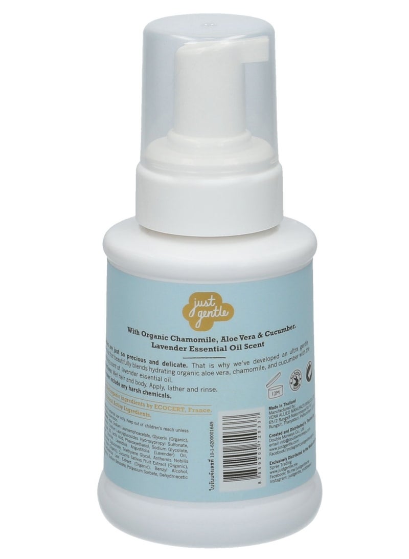 Just Gentle Hair & Baby Foam Wash- Ultra Gentle - 99% Natural Ingredients, Tear-Free, Hypoallergenic, Dermatologist-Tested, 230ml