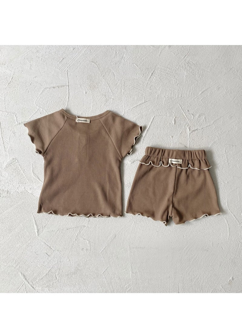 Soft And Breathable Cotton Short-Sleeved Shorts For Baby Girls