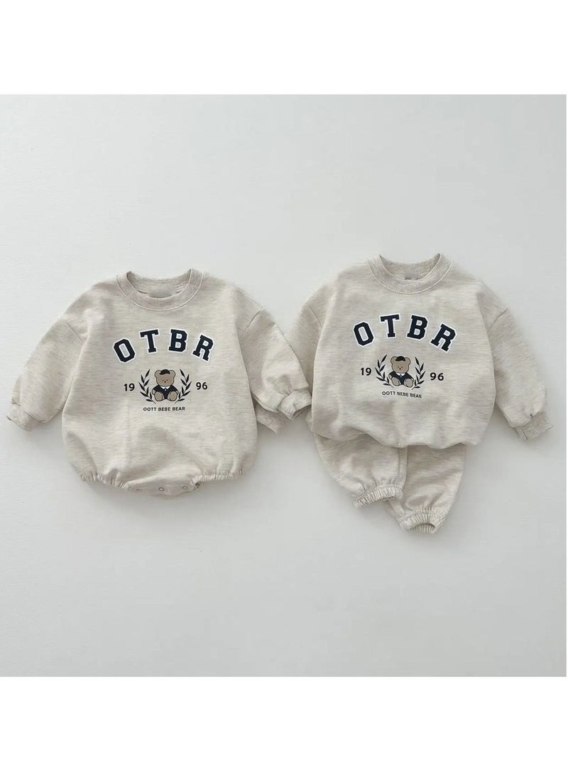 Baby Soft Cotton Long Sleeve Long Pants Sweatshirt Two-piece Set