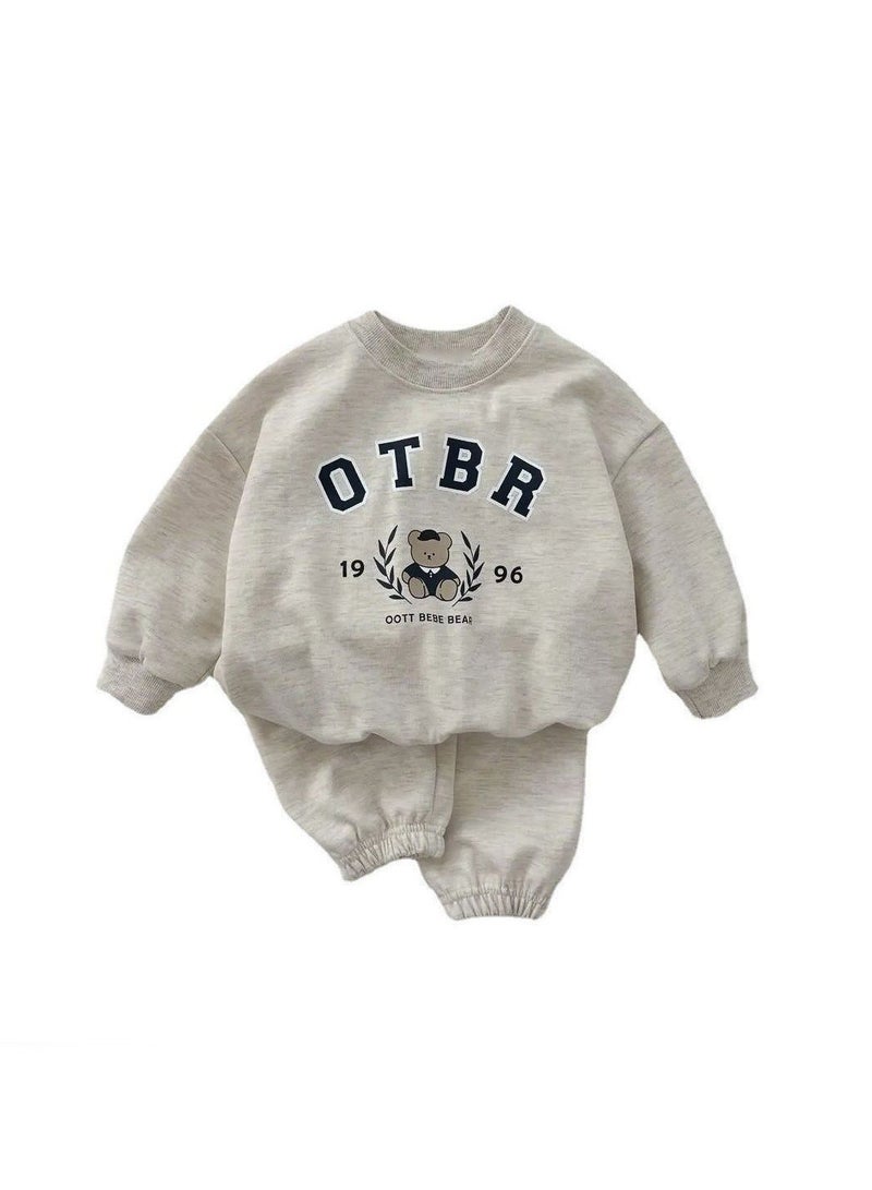 Baby Soft Cotton Long Sleeve Long Pants Sweatshirt Two-piece Set