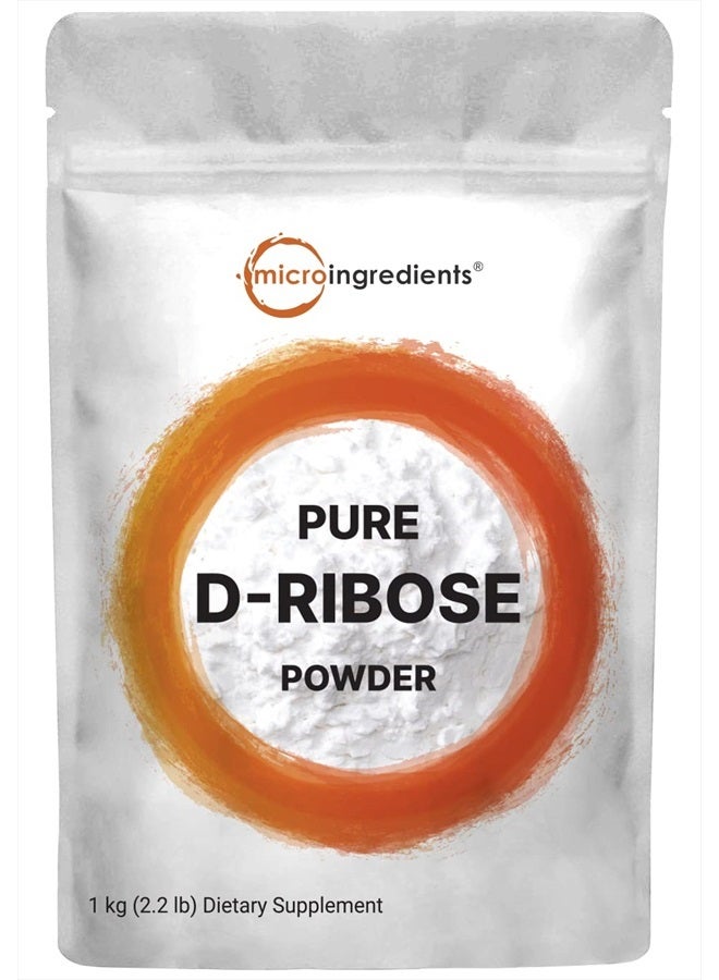 Pure D Ribose Powder, 1 KG (2.2 Pound & 200 Servings) - Hair Support Supplement, Natural Simple Sugar, Dissolves Clear, Pharmaceutical Grade - Filler Free, No GMOs, No Gluten & Water Soluble