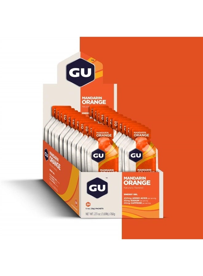 GU Energy Original Sports Nutrition Energy Gel, Vegan, Gluten-Free, Kosher, and Dairy-Free On-the-Go Energy for Any Workout, 24-Count, Mandarin Orange