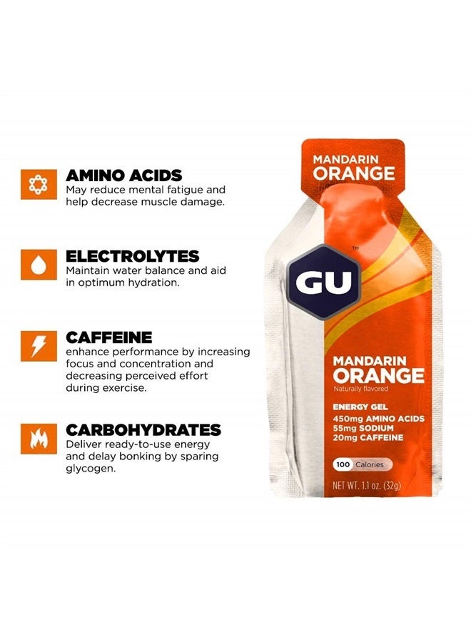 GU Energy Original Sports Nutrition Energy Gel, Vegan, Gluten-Free, Kosher, and Dairy-Free On-the-Go Energy for Any Workout, 24-Count, Mandarin Orange