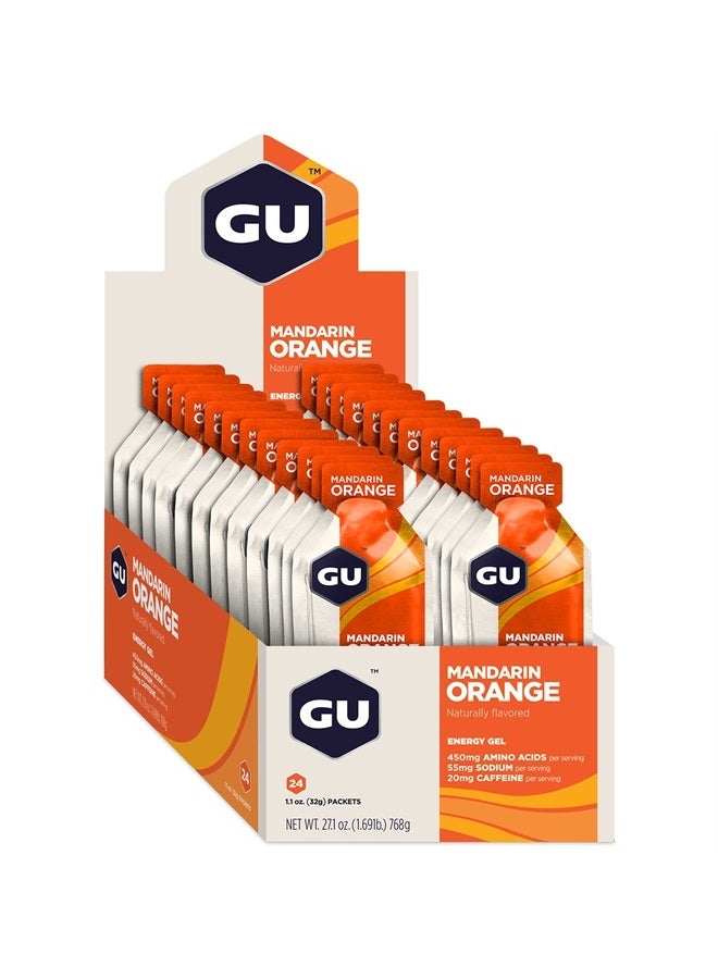 GU Energy Original Sports Nutrition Energy Gel, Vegan, Gluten-Free, Kosher, and Dairy-Free On-the-Go Energy for Any Workout, 24-Count, Mandarin Orange