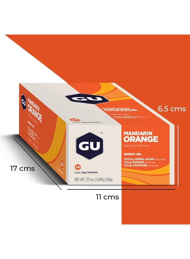 GU Energy Original Sports Nutrition Energy Gel, Vegan, Gluten-Free, Kosher, and Dairy-Free On-the-Go Energy for Any Workout, 24-Count, Mandarin Orange