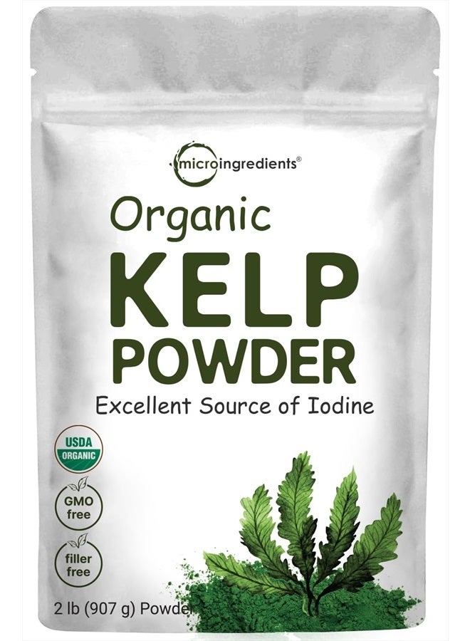 Organic Kelp Powder, 2lbs | Sustainably US Grown, Raw Ascophyllum Nodosum Source | Rich in Iodine for Thyroid Support, Body Scrubs, & Skin Care | Sea Vegetable | Non-GMO, Vegan