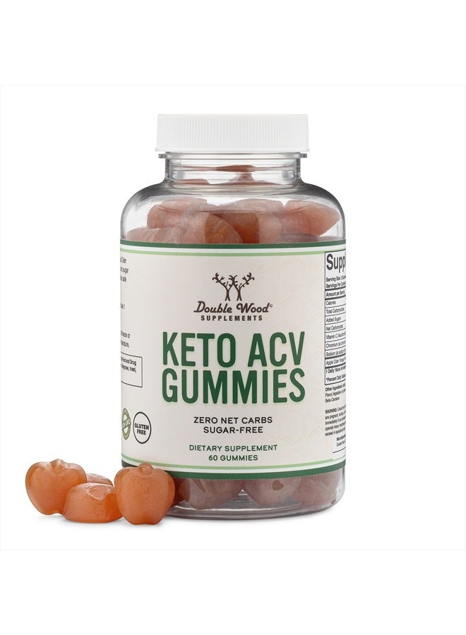 Keto Gummies ACV - Sugar Free Gummies, Zero Net Carbs (60 Keto AVC Gummies, 375mg of Apple Cider Vinegar per Serving) Enhanced with Chromium (Only 2.5 Calories Per Keto Gummy) by Double Wood