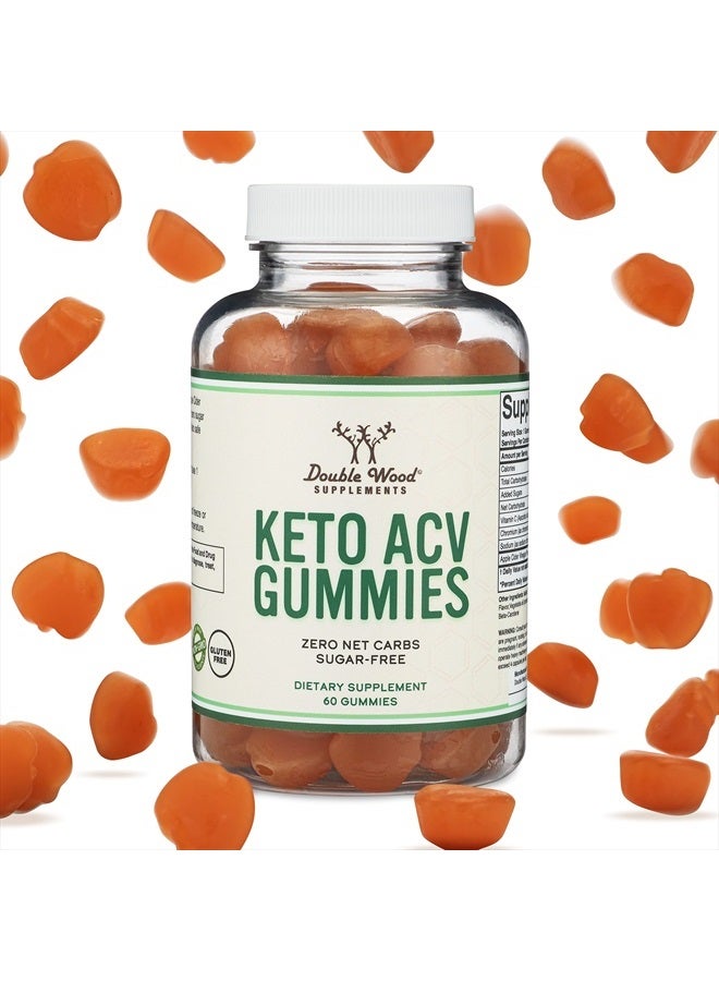 Keto Gummies ACV - Sugar Free Gummies, Zero Net Carbs (60 Keto AVC Gummies, 375mg of Apple Cider Vinegar per Serving) Enhanced with Chromium (Only 2.5 Calories Per Keto Gummy) by Double Wood
