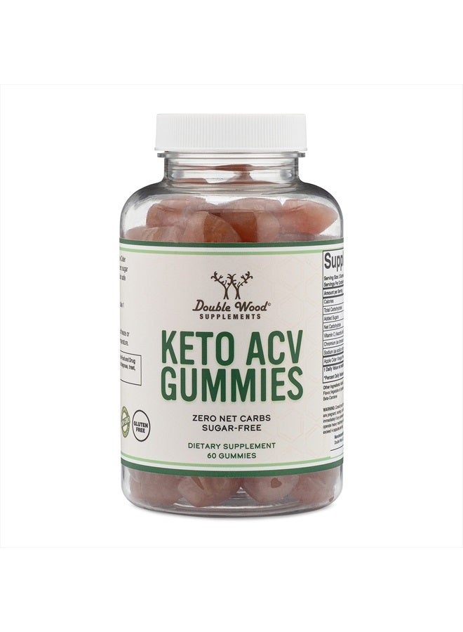 Keto Gummies ACV - Sugar Free Gummies, Zero Net Carbs (60 Keto AVC Gummies, 375mg of Apple Cider Vinegar per Serving) Enhanced with Chromium (Only 2.5 Calories Per Keto Gummy) by Double Wood
