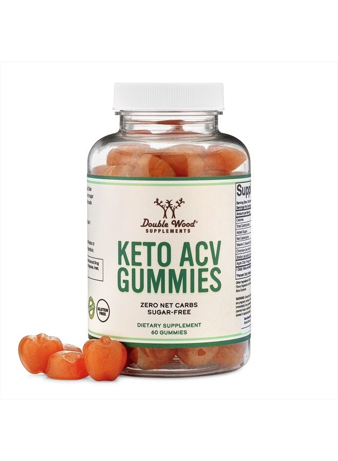 Keto Gummies ACV - Sugar Free Gummies, Zero Net Carbs (60 Keto AVC Gummies, 375mg of Apple Cider Vinegar per Serving) Enhanced with Chromium (Only 2.5 Calories Per Keto Gummy) by Double Wood