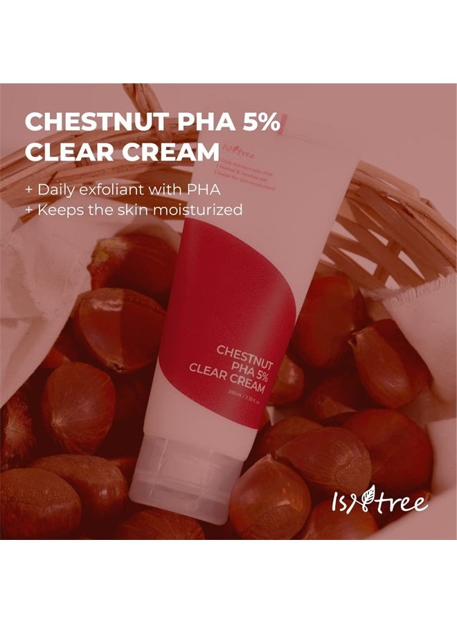 ISNTREE Chestnut PHA 5% Clear Cream 100ml 3.38 fl.oz | Mild exfoliant for sensitive skin | Hydrating texture moisturizer