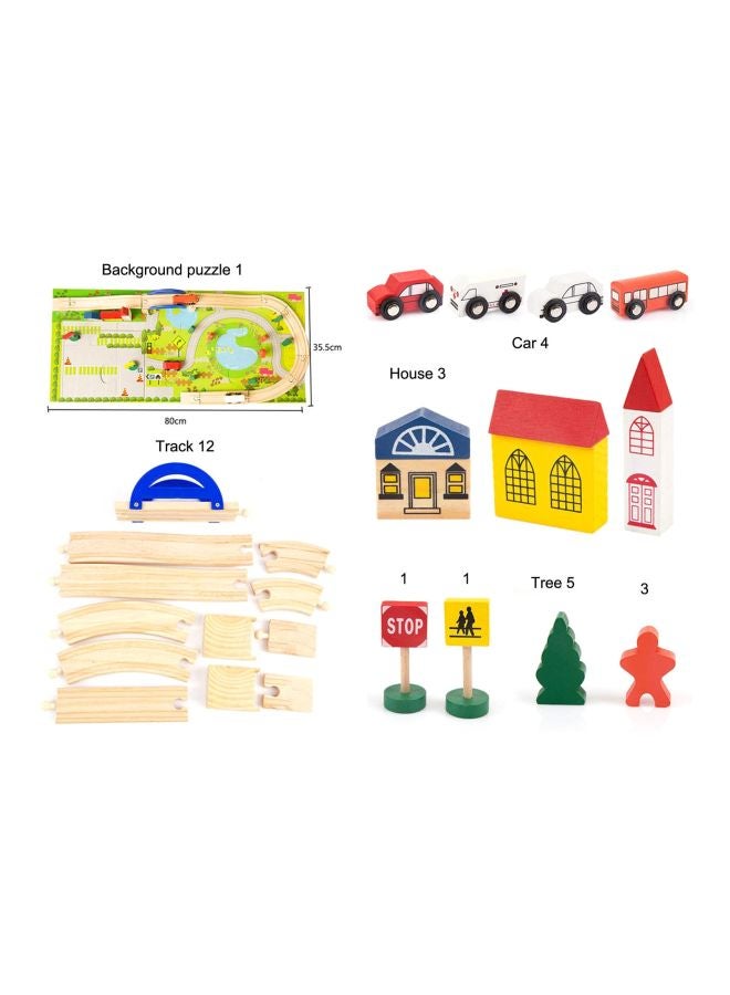 40-Piece Educational Wooden Rail Overpass Train Track Set