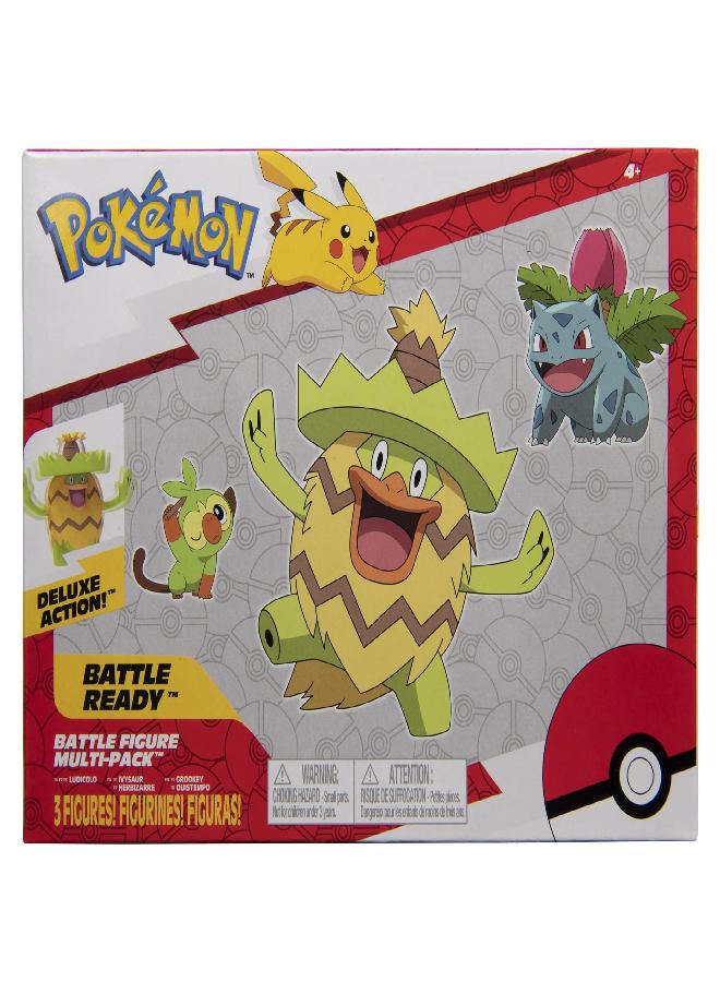 Pokemon Battle Figure, Grass-Type Theme with 3 Pack - 4.5-inch Ludicolo, 3-inch Ivysaur Figure, 2-inch Grookey - Toys for Kids Pokémon Fans - Amazon Exclusive