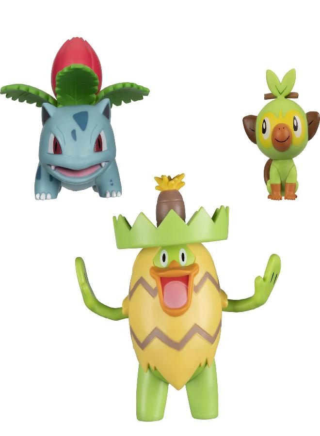 Pokemon Battle Figure, Grass-Type Theme with 3 Pack - 4.5-inch Ludicolo, 3-inch Ivysaur Figure, 2-inch Grookey - Toys for Kids Pokémon Fans - Amazon Exclusive