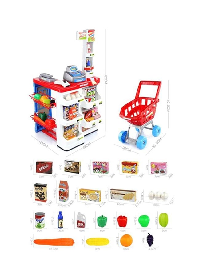 Children Imaginative Creative Supermarket Shopping Cart Pretend Play Game Set 48x41x82cm