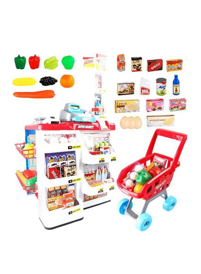 Children Imaginative Creative Supermarket Shopping Cart Pretend Play Game Set 48x41x82cm