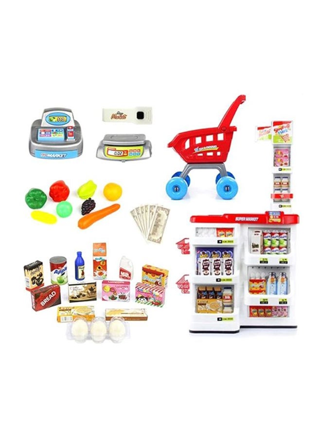 Children Imaginative Creative Supermarket Shopping Cart Pretend Play Game Set 48x41x82cm