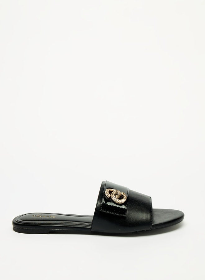 Women's Slip-On Sandals with Metal Accent