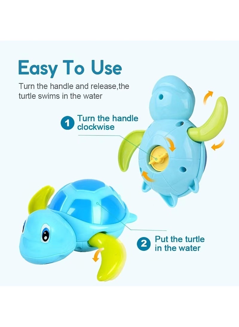 Pack of 3 Wind-Up Bath Swimming Turtle Toys