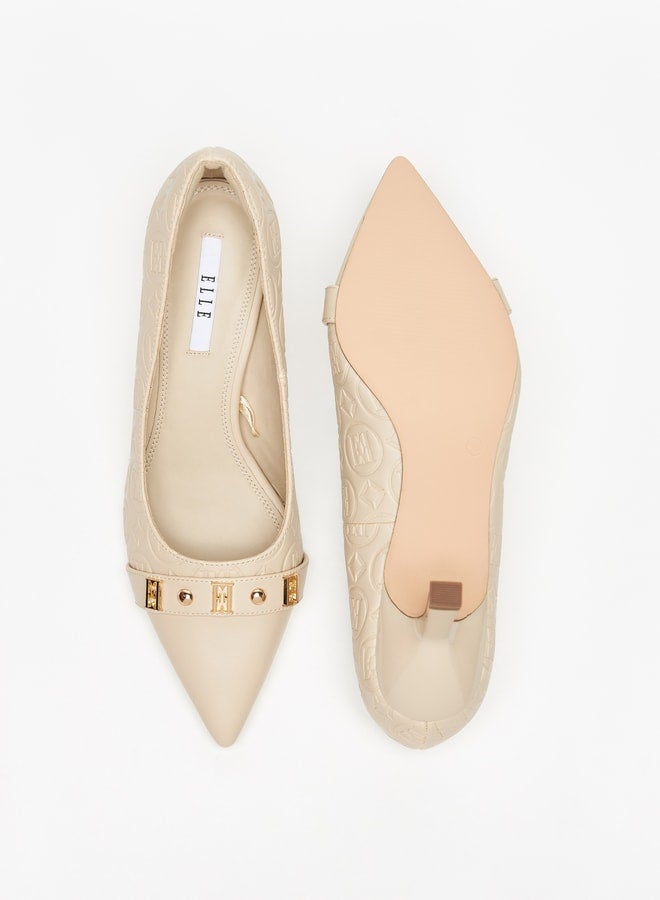 Women's Monogram Embossed Pumps with Kitten Heels