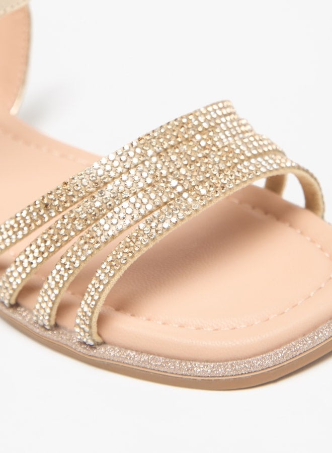 Embellished Sandals with Hook and Loop Closure