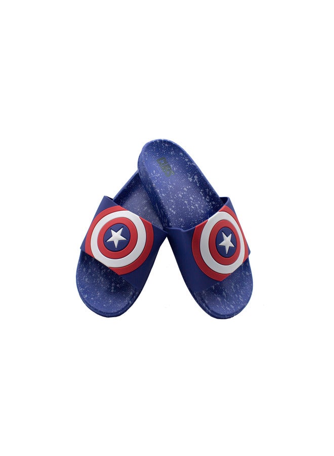 Captain America Print Everyday Wear Eco-Friendly Pvc Slides For Kids Lightweight Easy To Wash And Anti-Slip Soles