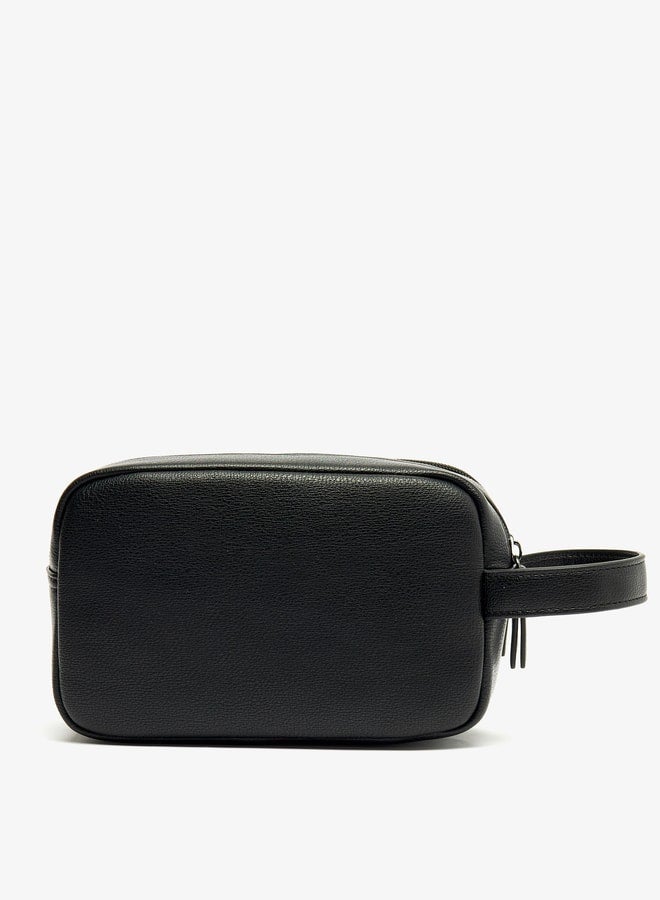 Men's Solid Pouch with Zip Closure and Wristlet Strap