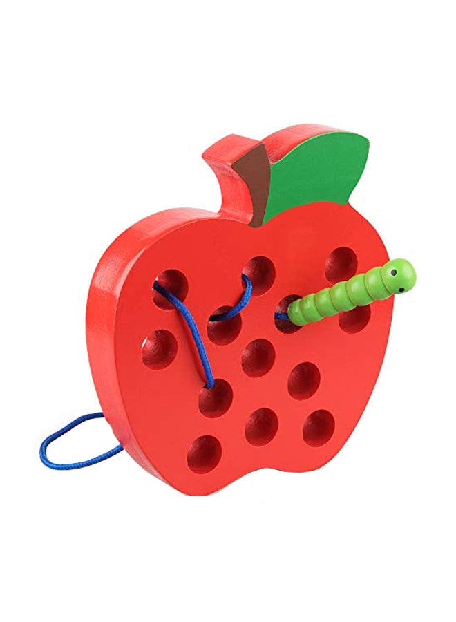 Wooden Lacing Apple Puzzle Threading Toy